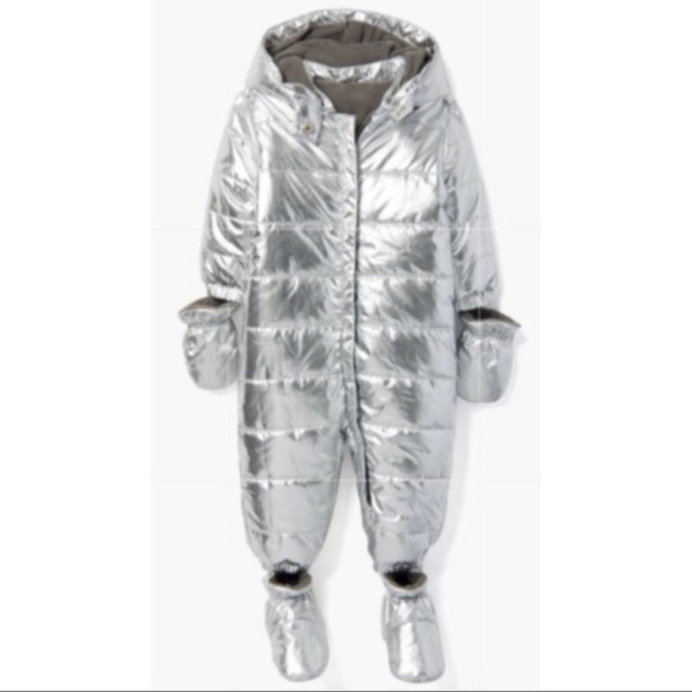 Silver baby snowsuit
